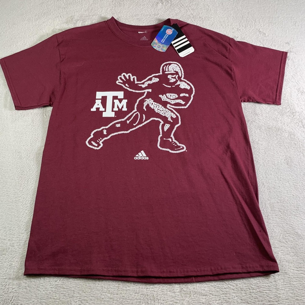 Texas A&M Aggies Shirt Mens Large Maroon NCAA Football Adidas Heisman Tee NEW